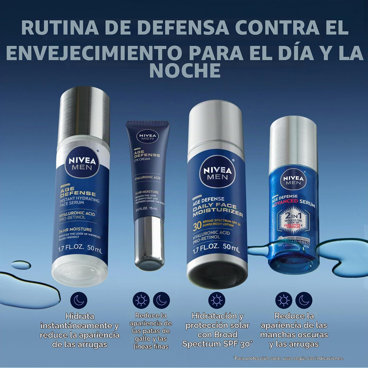 NIVEA MEN Age Defense - Suero facial hidratante instantáneo para pi...