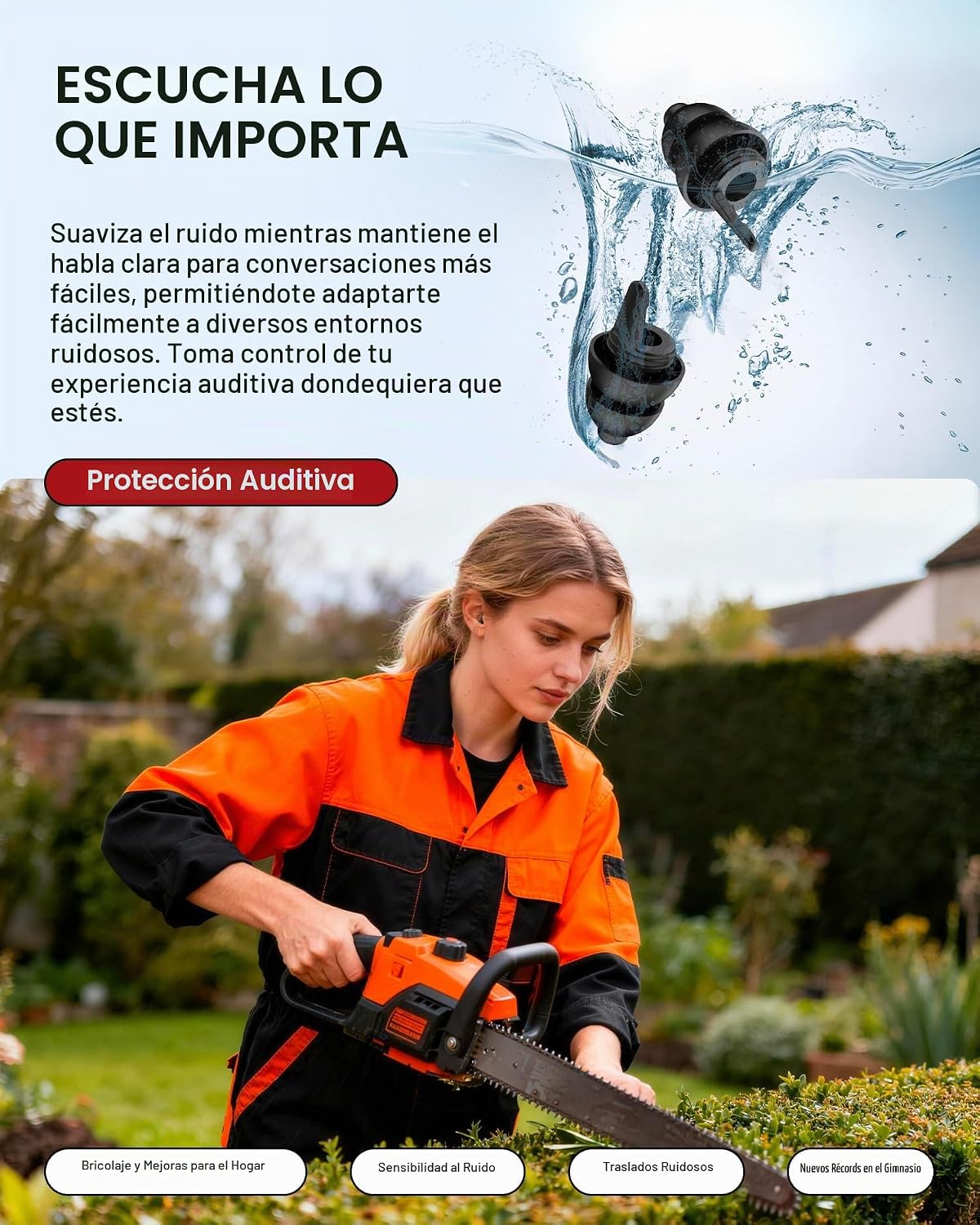 Tapones para moto 2 pares, reducción de ruido del viento y prevenci...