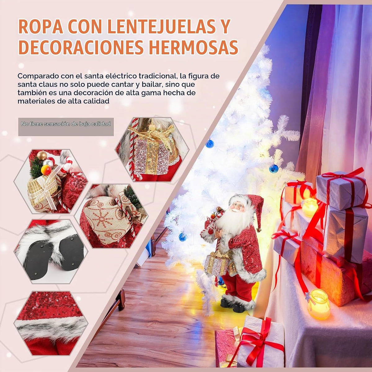 Gfilay Figura animada de Papá Noel de 18 pulgadas con música y movi...