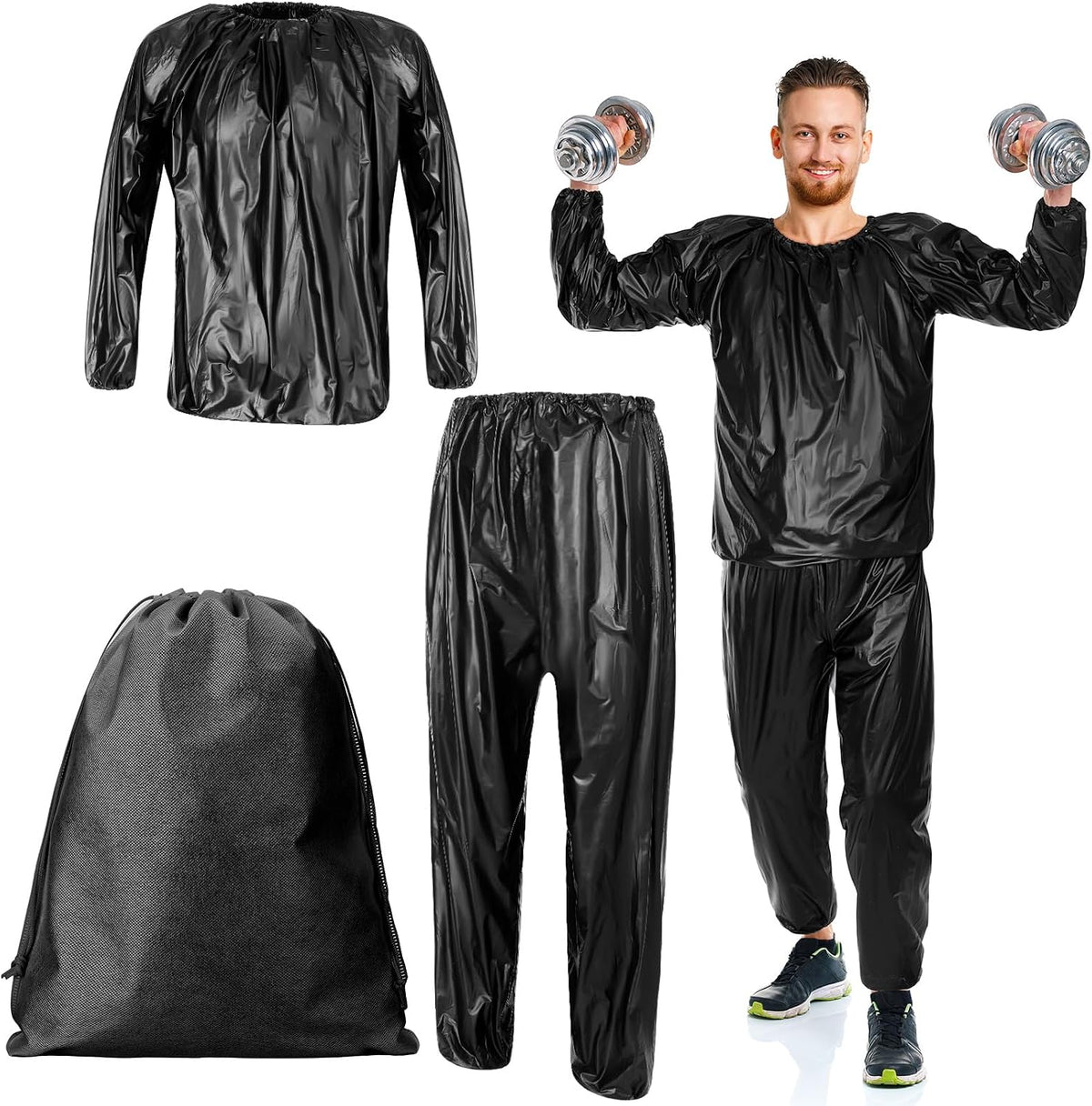 Cozypower Traje de sauna de tamaño con bolsa de almacenamiento con...
