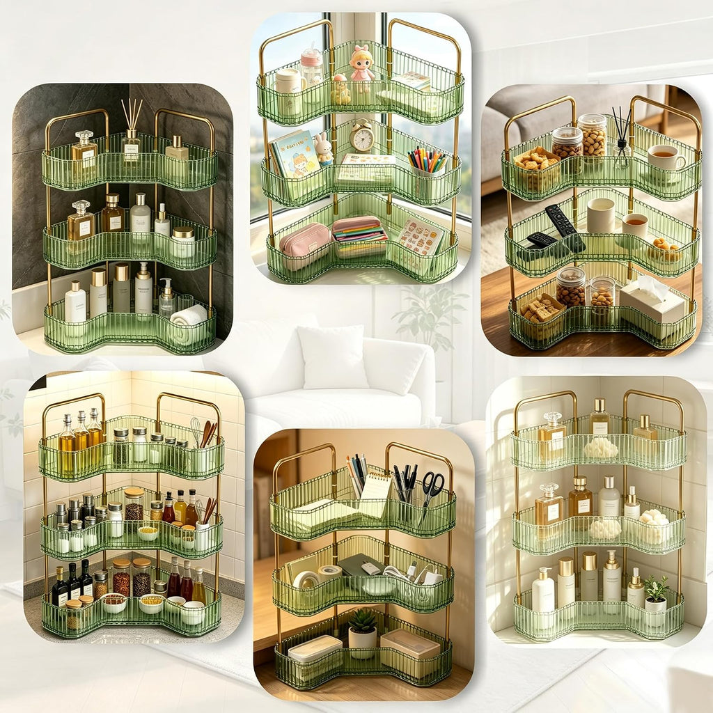 Organizador de baño esquinero de 3 niveles, estante para mostrador...