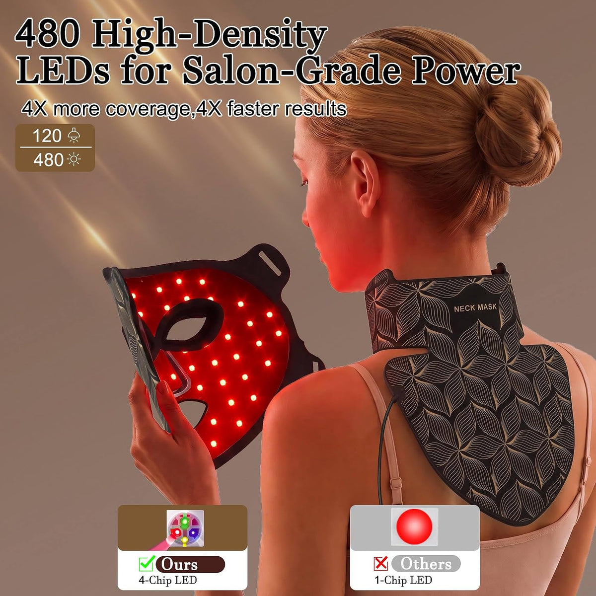 biuufish Máscara de terapia de luz roja para cara y cuello, 8 color...