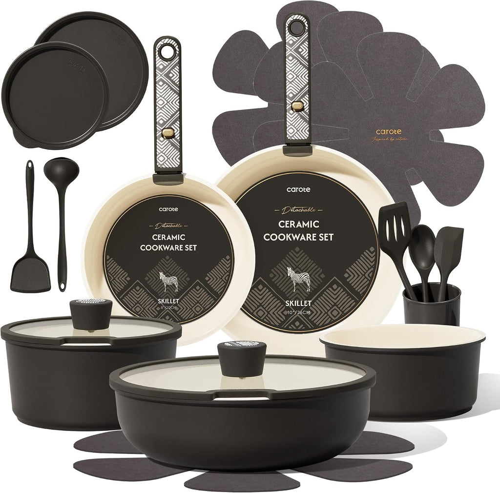 CAROTE Juego de utensilios de cocina de cerámica de 21 piezas, olla...