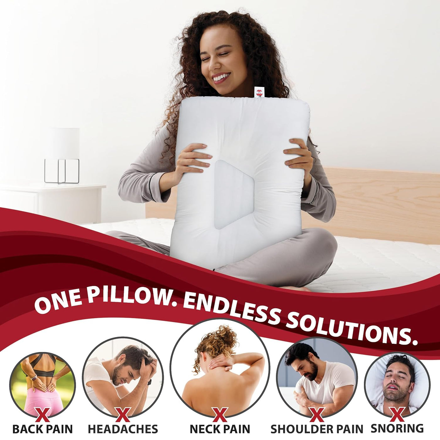 Almohada ergonómica Tri-Core para aliviar el dolor de cuello, tamañ...