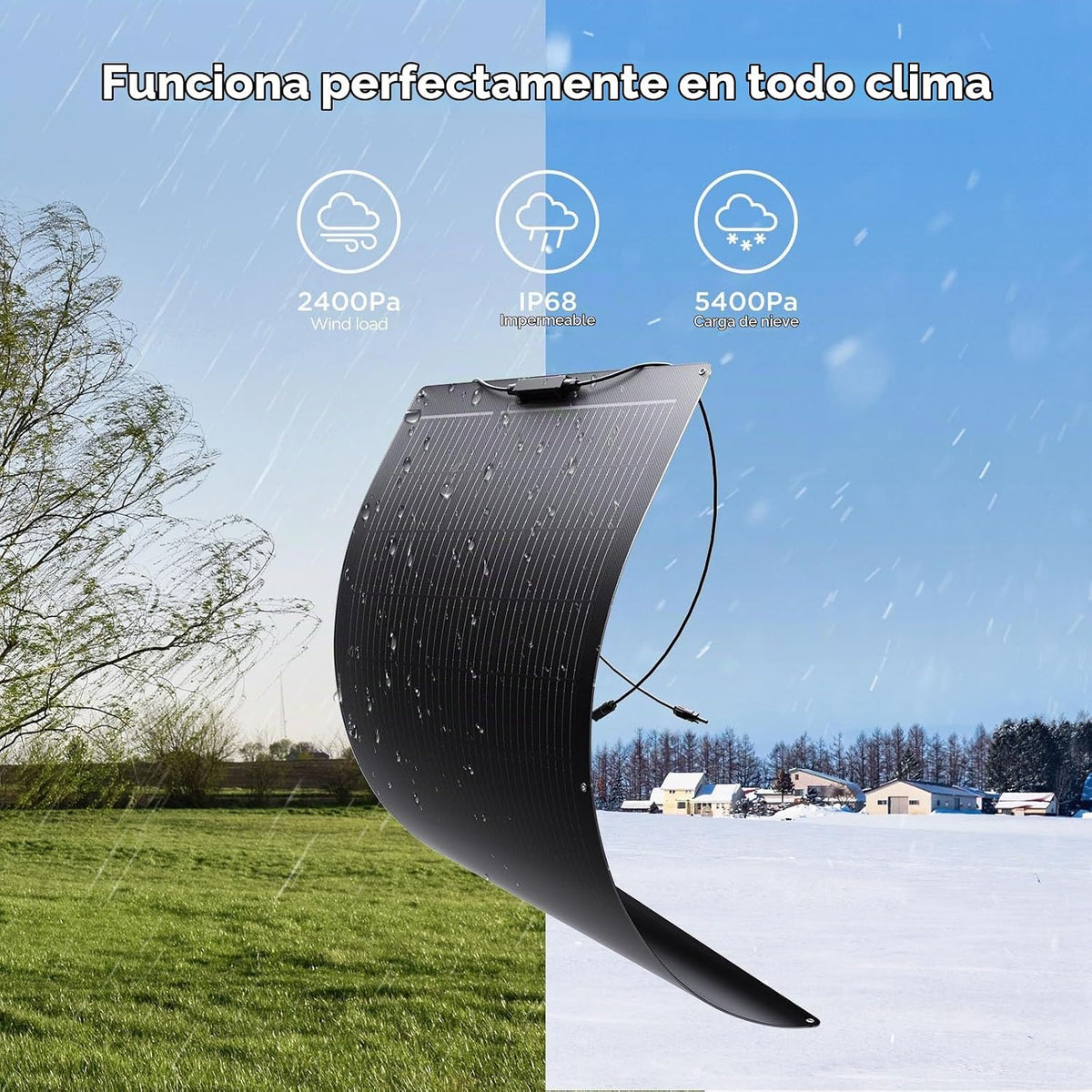 Callsun Panel solar flexible 100W, ETFE de alta eficiencia del 23%...