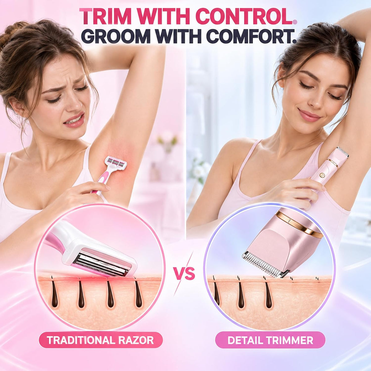 Recortadora de bikini para mujer, afeitadora eléctrica sin dolor 3...