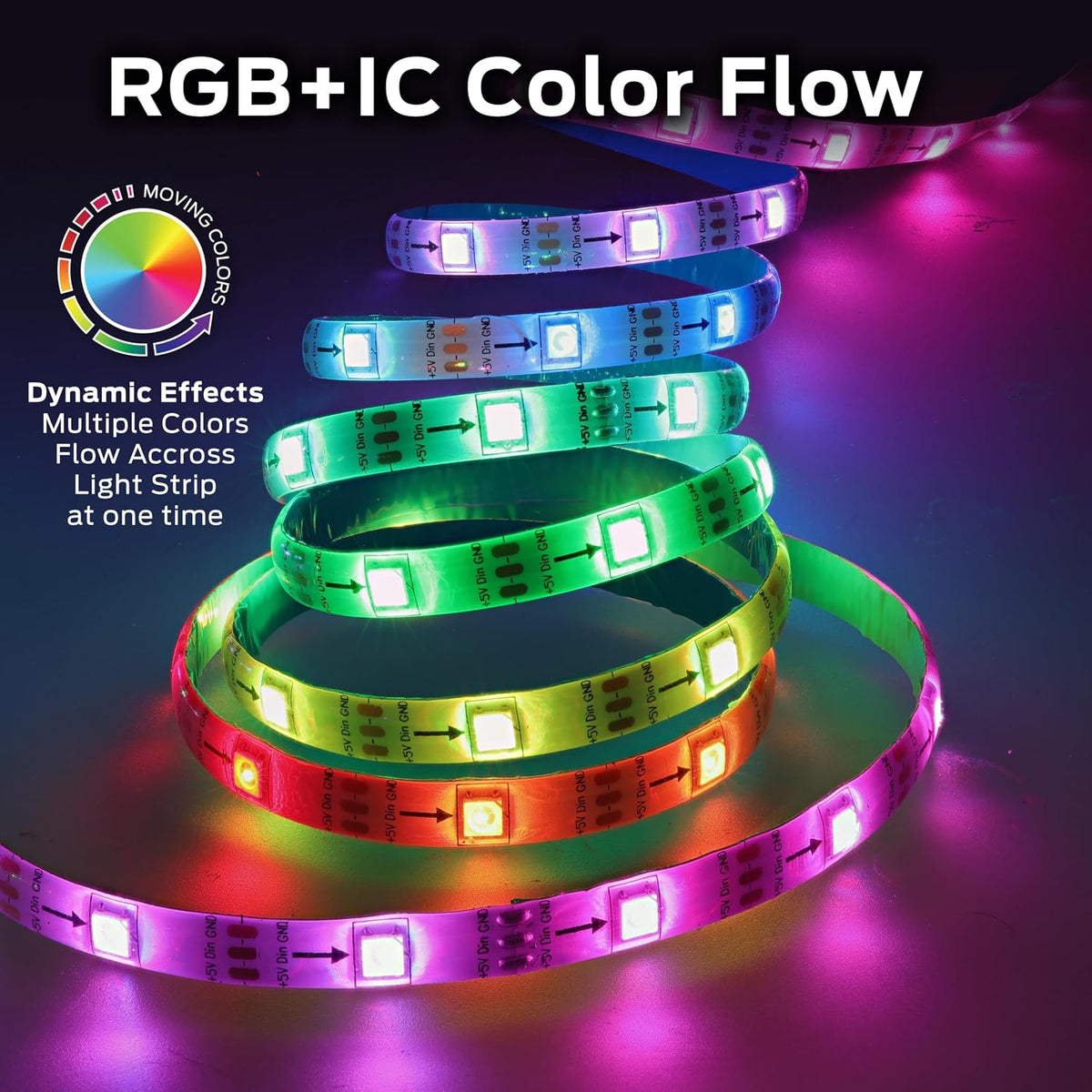 Monster Tira de luces LED inteligentes RGB+IC de 100 pies, tira de...