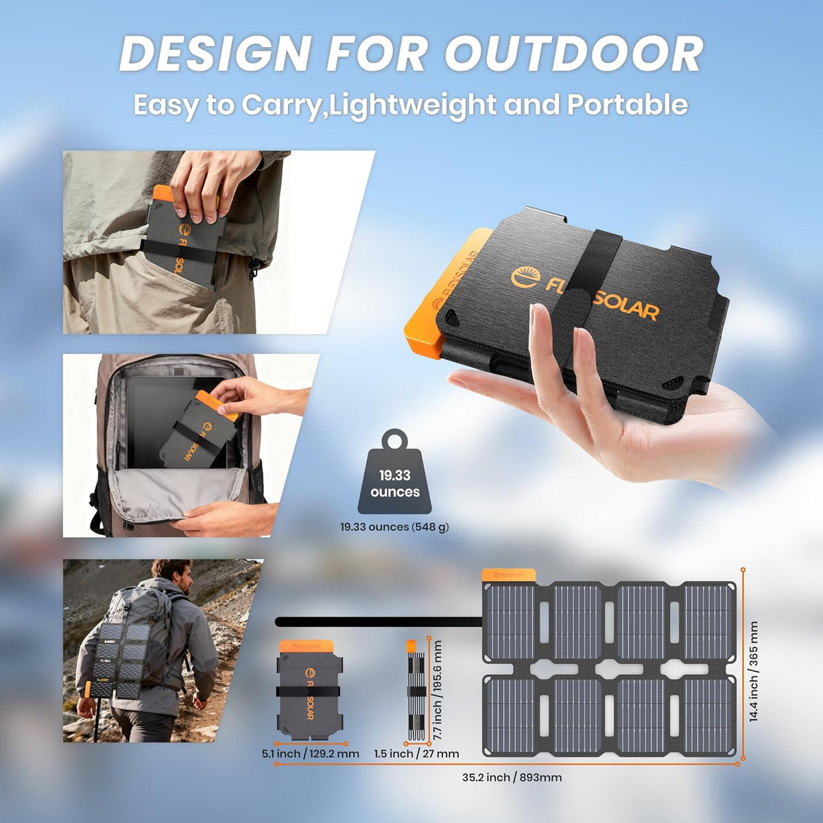 Cargador de panel solar portátil FlexSolar de 25 W con puertos USB-...