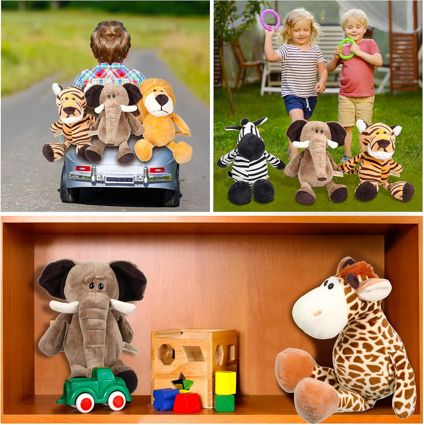 Zhanmai Juego de 6 juguetes de peluche de animales de safari de la...