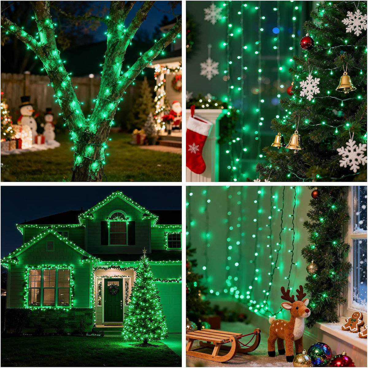 VTECHOLOGY 500 luces LED verdes para árbol de Navidad, luces de Nav...