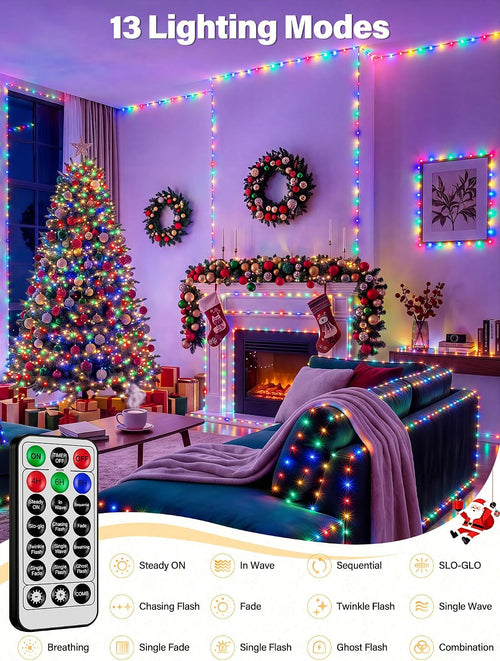 200 luces LED de Navidad de 66 pies IP67 impermeables, multicolor |...