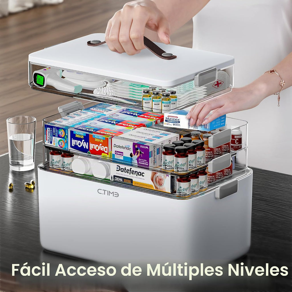 CTIME Organizador de medicamentos XL de 4 niveles \u2013 Botiquín p...