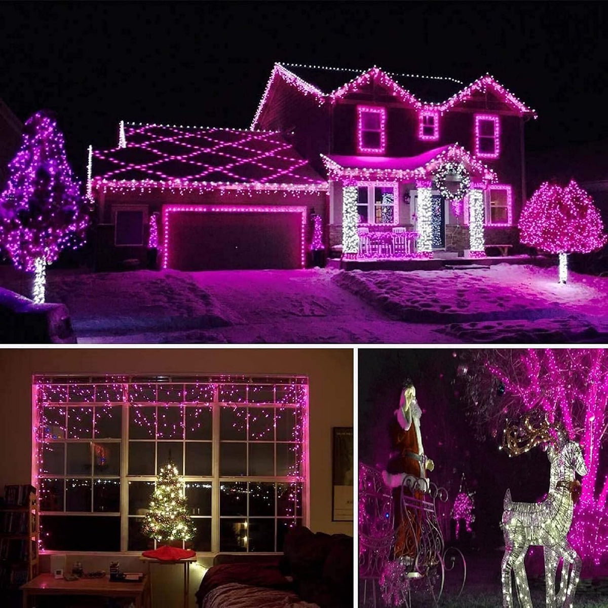 YIQU Luces de Halloween Moradas Extensibles Super-Largas de 95 Pies...