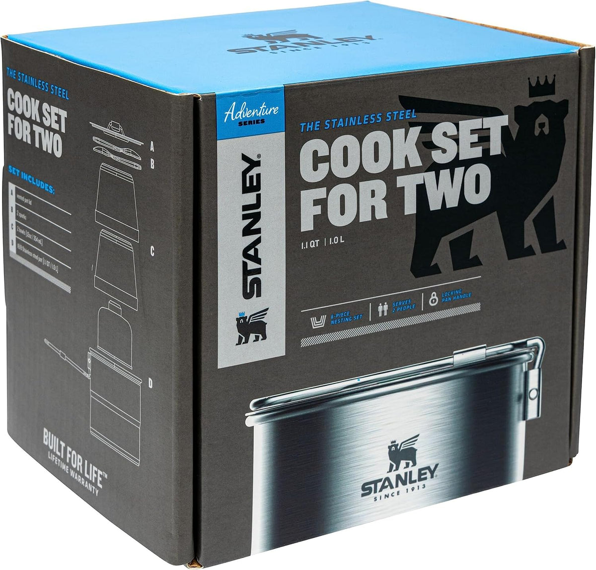 Stanley Adventure - Juego de cocina de acero inoxidable para dos de...
