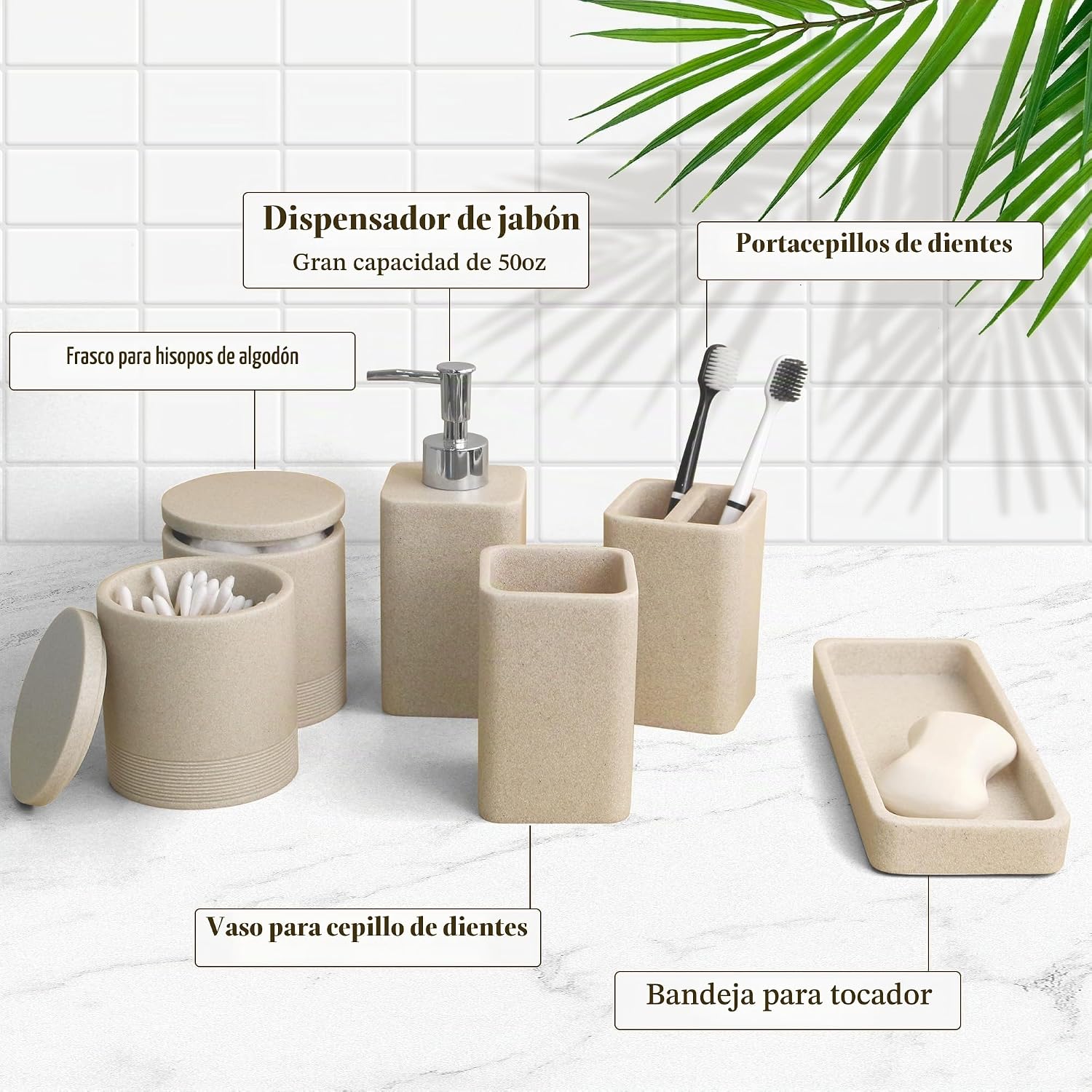 YMXYJM Juego de accesorios de baño, juego de baño de 6 piezas con s...
