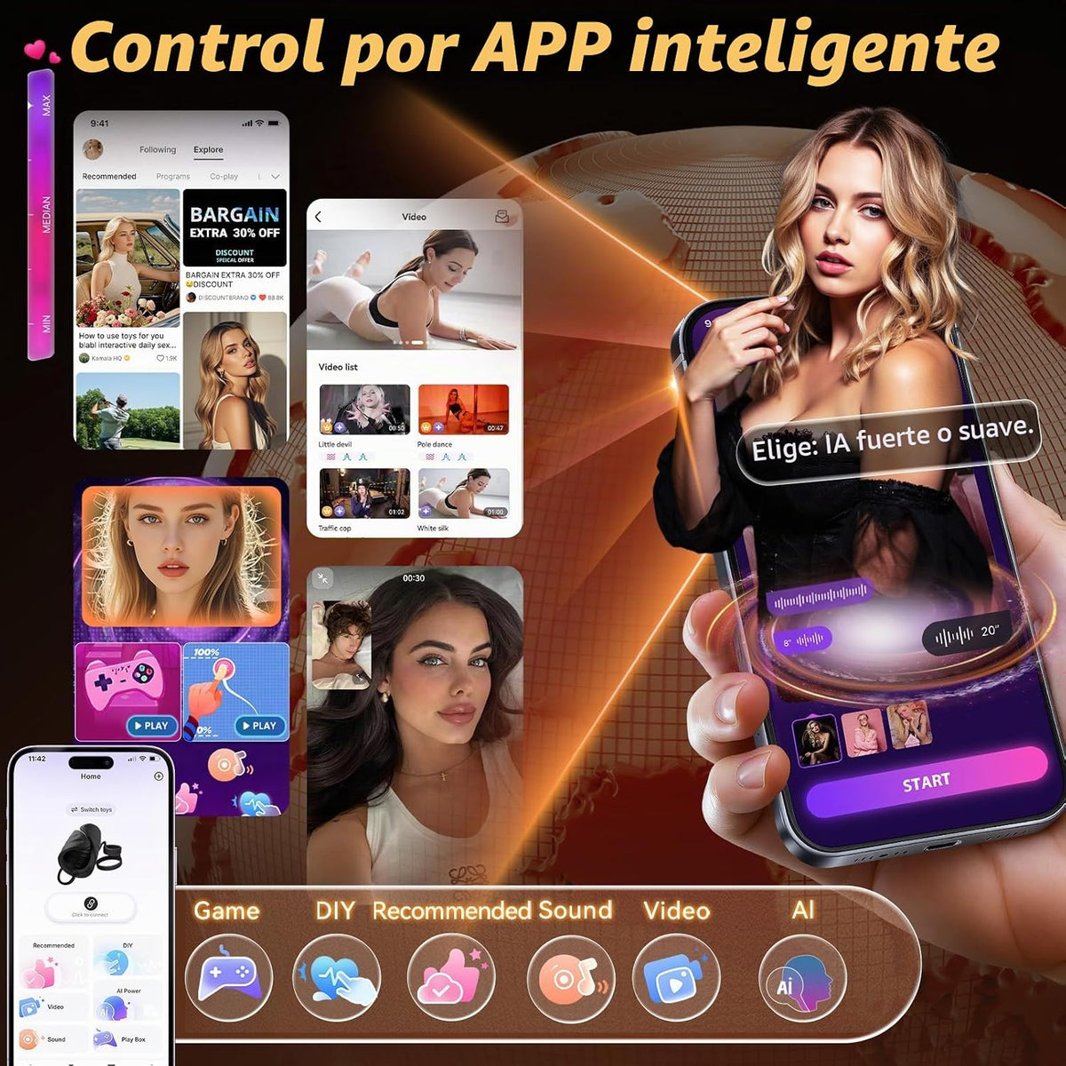 Juguetes sexuales masculinos para hombres Vibrador, 9 vibrador elás...