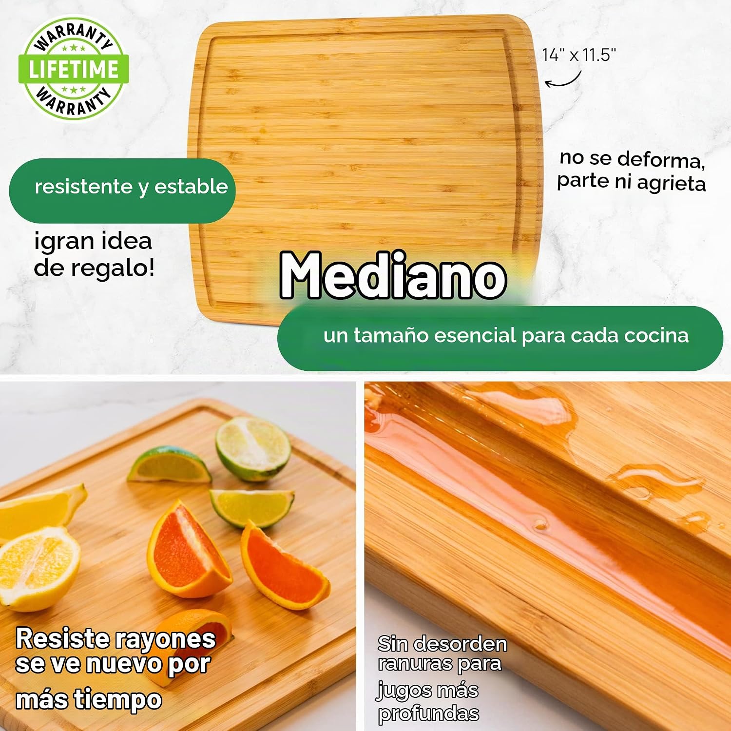GREENER CHEF Tabla de Cortar de Bambú de 15 Pulgadas con Reemplazos...
