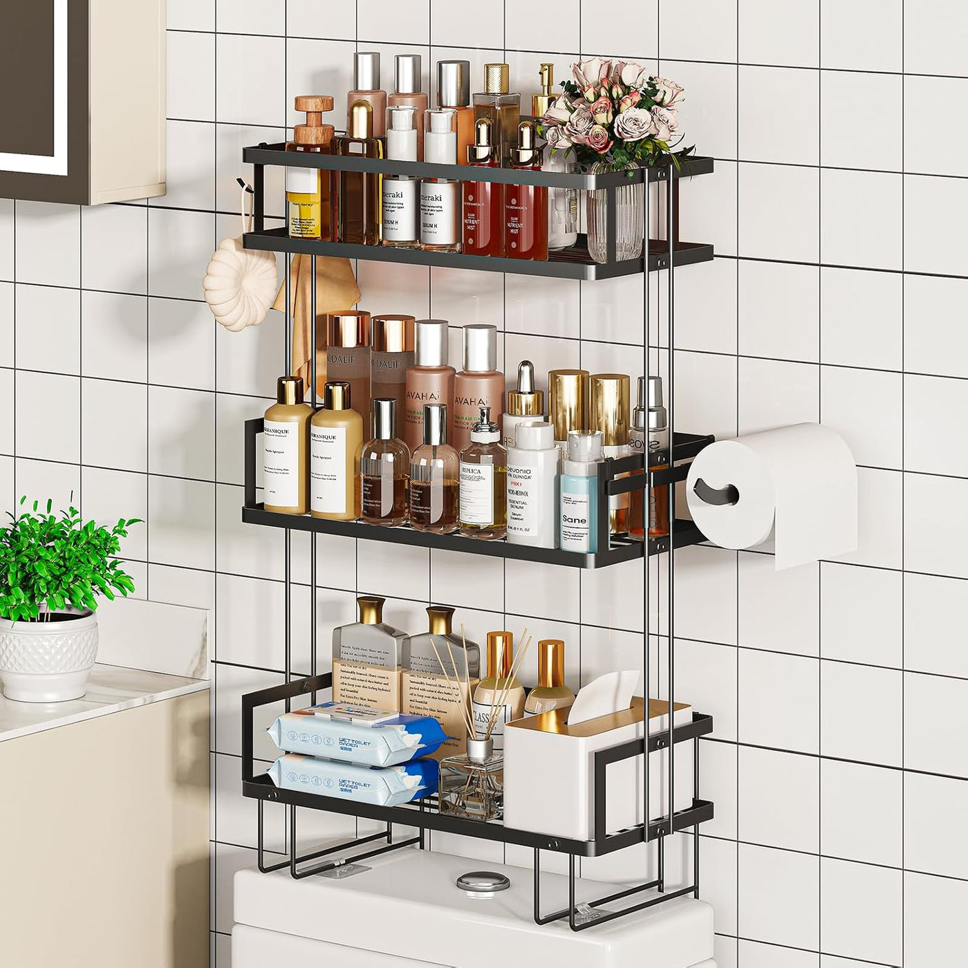 Godboat Organizadores y almacenamiento de baño, estantes de pared d...