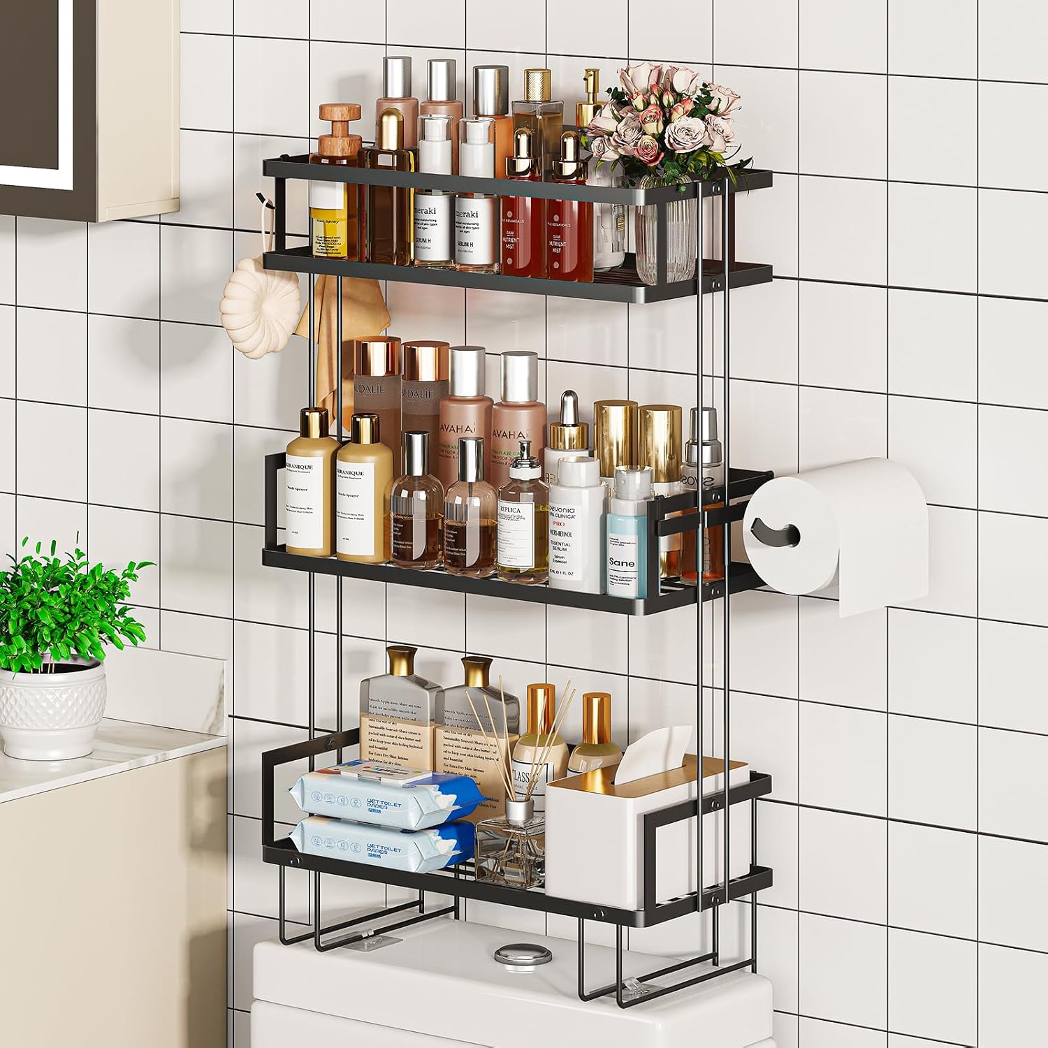 Godboat Organizadores y almacenamiento de baño, estantes de pared d...
