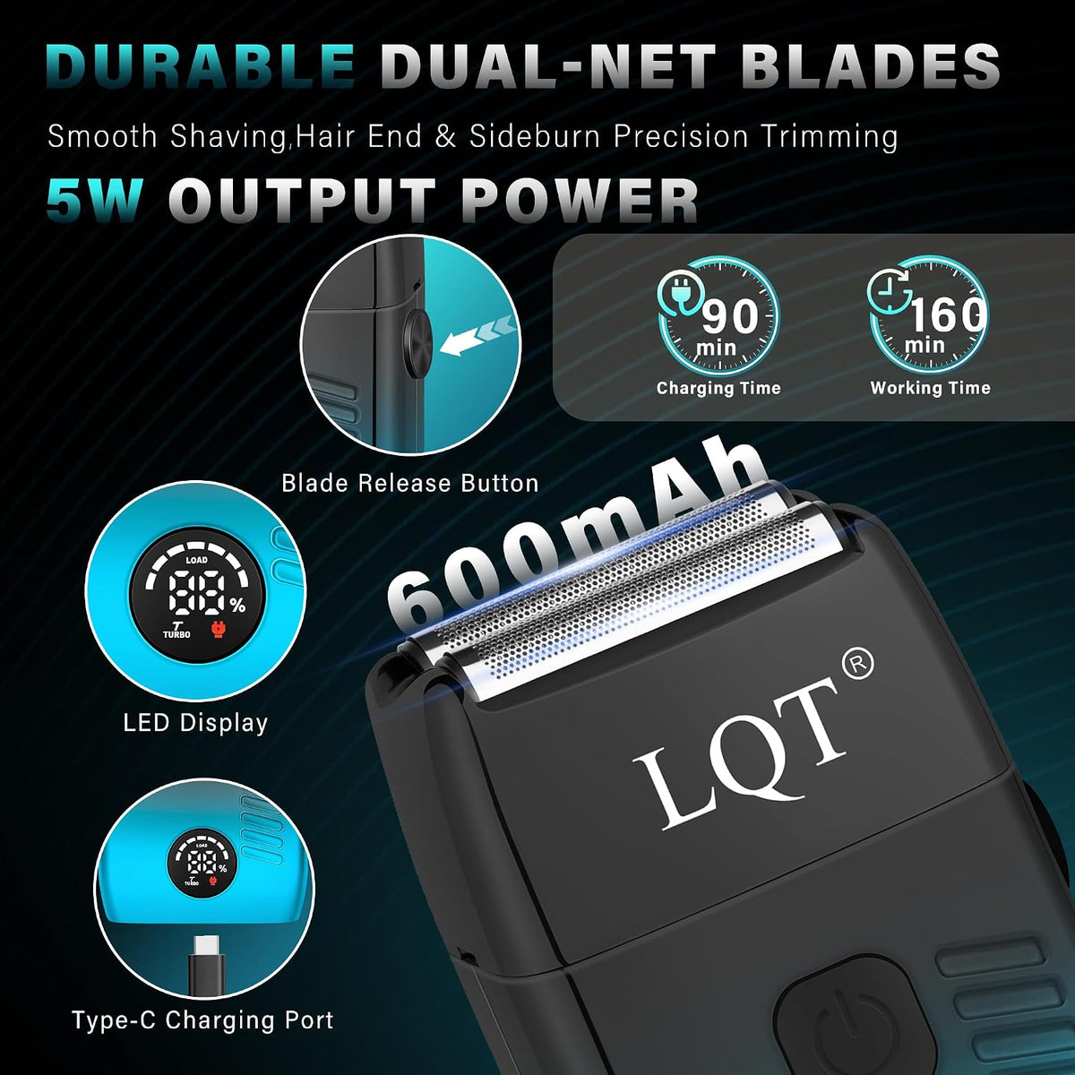 Cortapelos para hombres con pantalla LED, kit de aseo inalámbrico d...