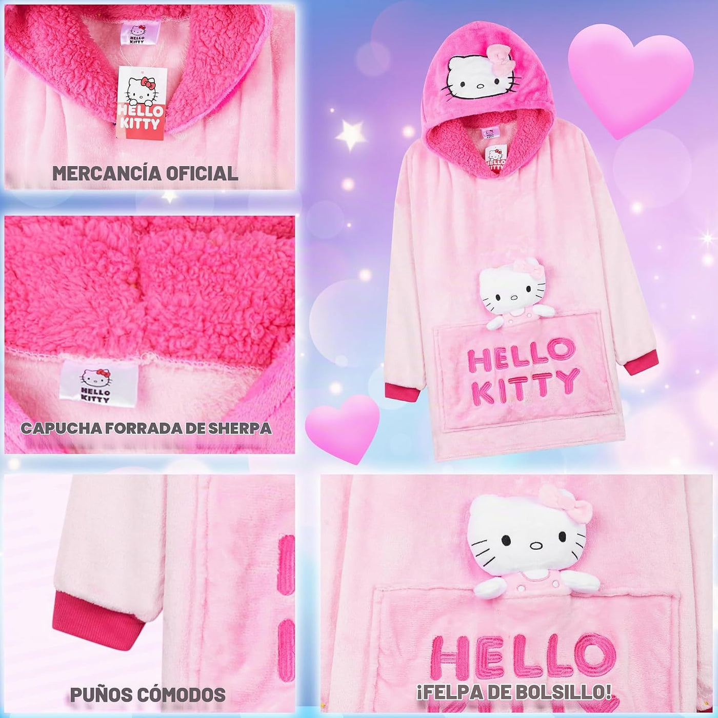 Hello Kitty (Sanrio) Bata de Capucha para Niñas y Adolescentes, Man...