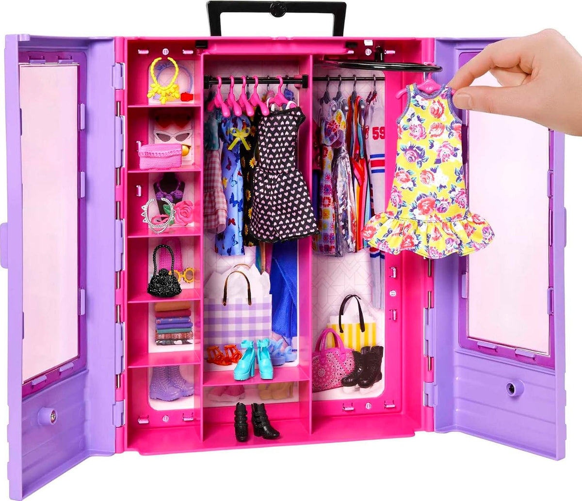 Armario para Barbie con 6 hangares, accesorios con puertas translúc...