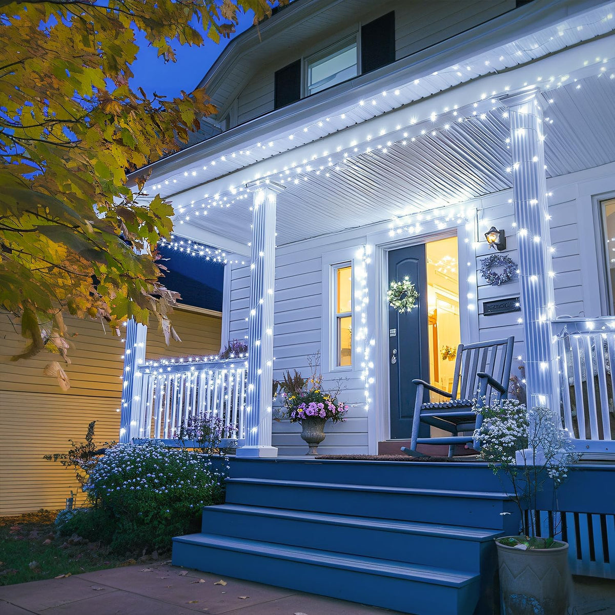 JMEXSUSS 300 luces LED de Navidad impermeables al aire libre, 8 mod...