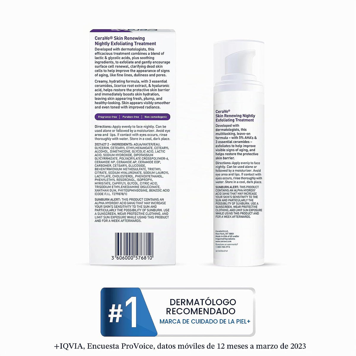 CeraVe Tratamiento Nocturno Exfoliante Renovador de la Piel, Suero...