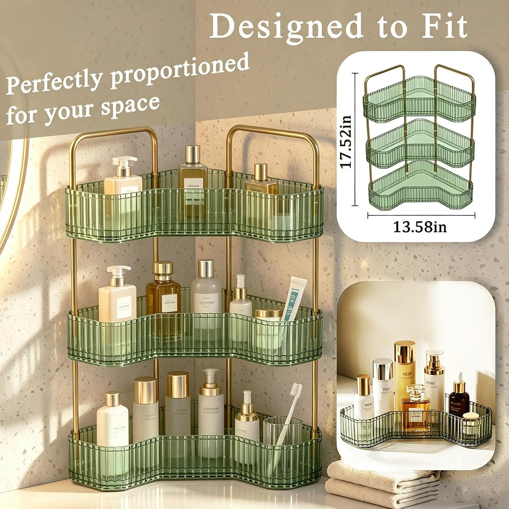 Organizador de baño esquinero de 3 niveles, estante para mostrador...