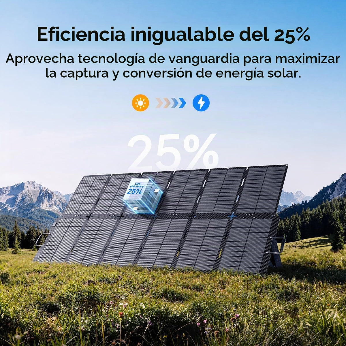 Panel solar portátil BLUETTI de 500 W, 25 % de alta eficiencia, res...