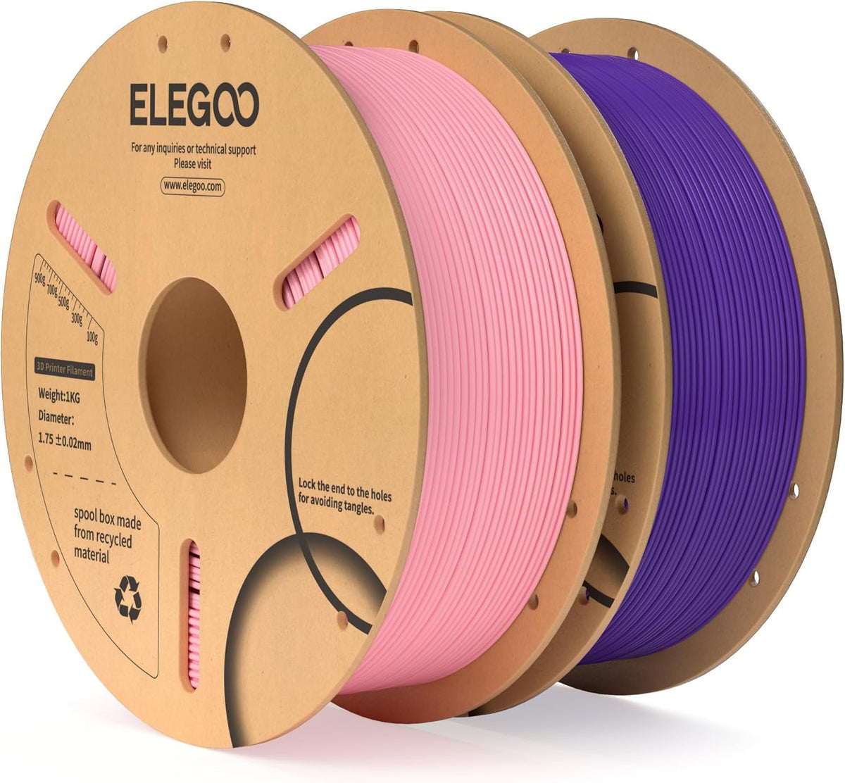 ELEGOO Filamento PLA 1.75mm Rosa y Púrpura 2KG, Filamento para Impr...