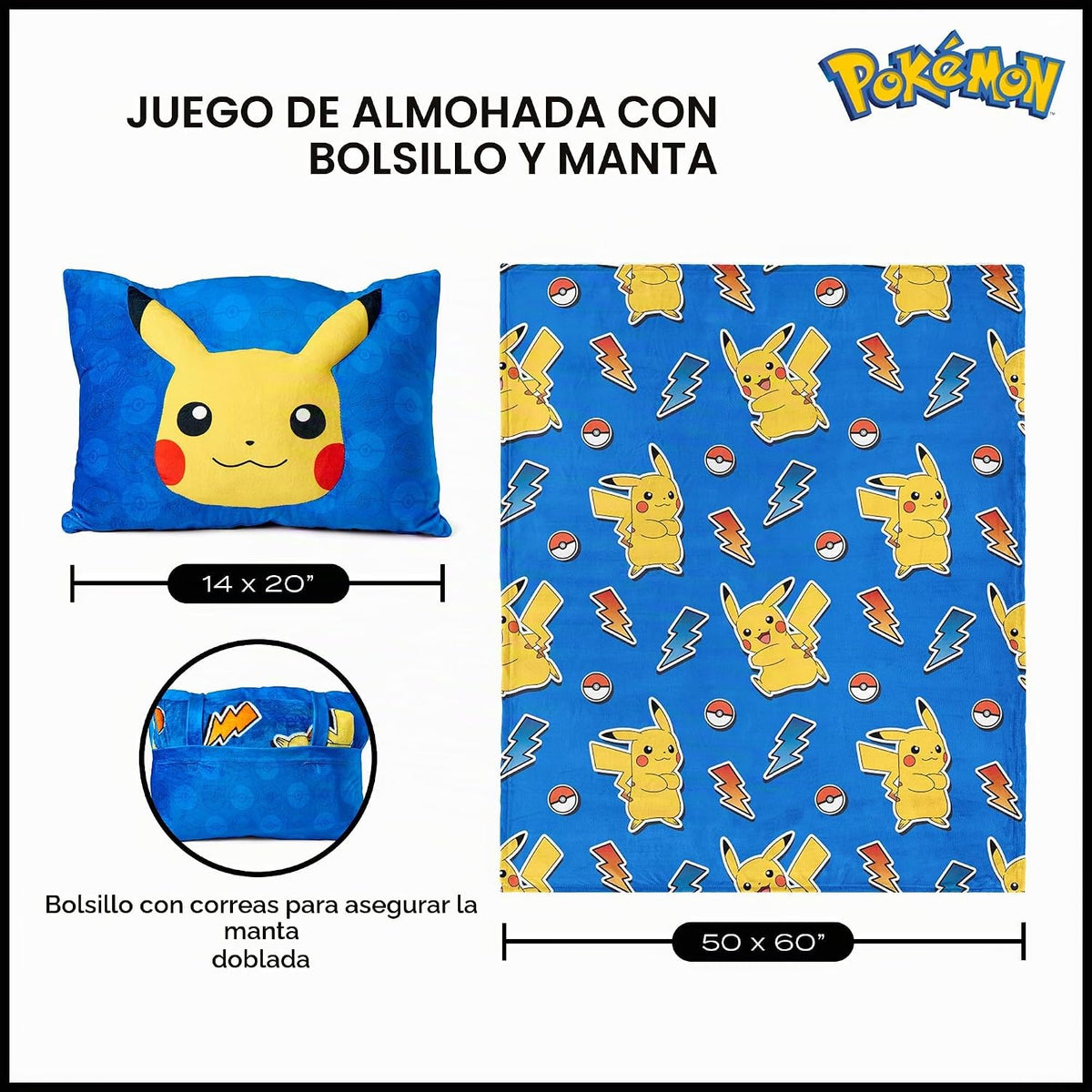 Northwest Pokémon Pika Pika Pikachu - Manta de felpa de 50 x 60 pul...