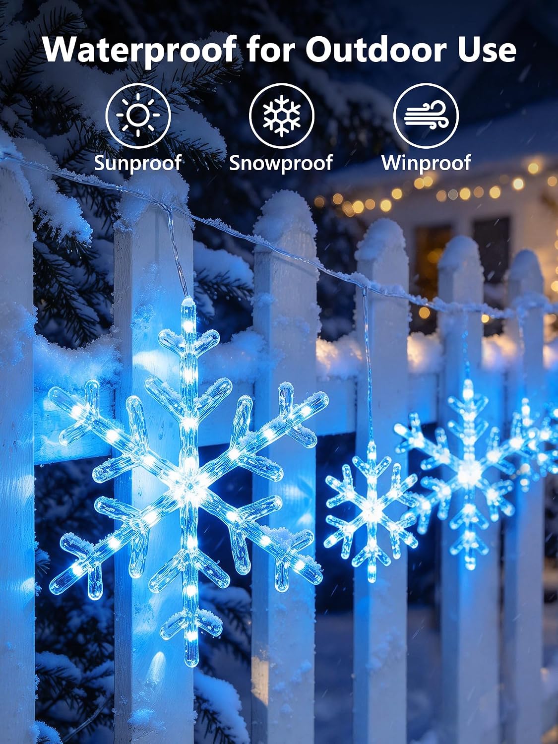 BrizLabs Luces de carámbano de copo de nieve inteligentes, luces de...