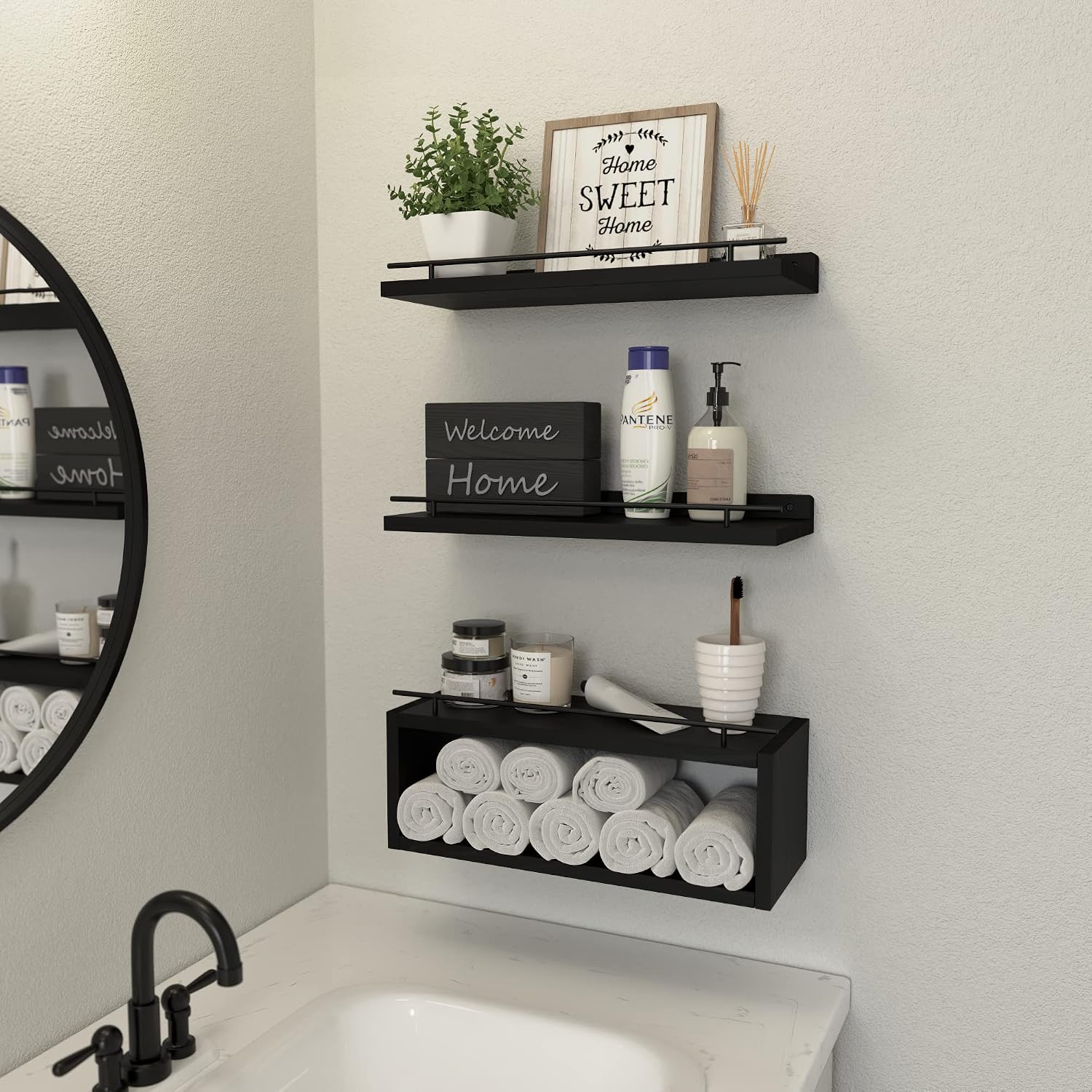 WOPITUES Estantes flotantes para pared con estante de cubo, estante...