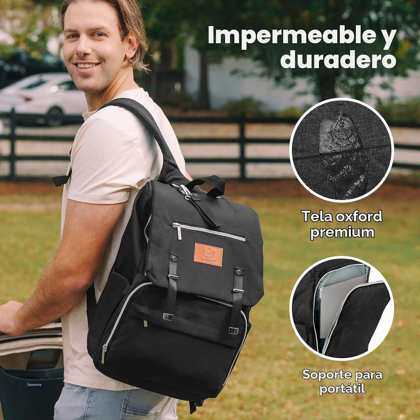 KeaBabies Mochila para pañales para bebé con cambiador, grande (neg...