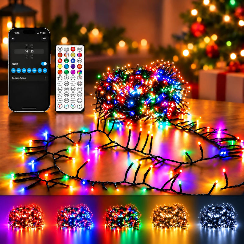 Luces de racimo de Navidad inteligentes, aplicación multicolor\/luc...