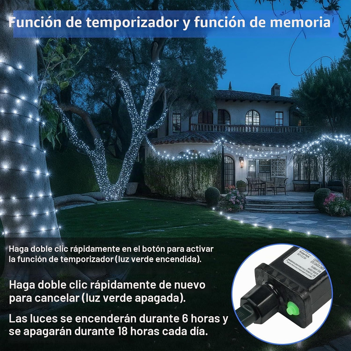 Cadena de 800 luces LED, luces de Navidad superlargas de 272 pies p...
