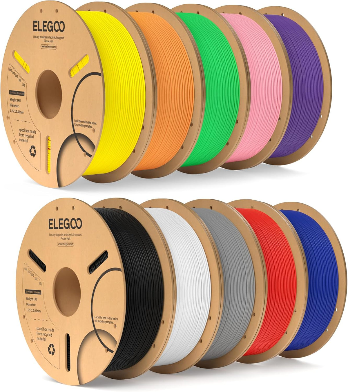 ELEGOO - Paquete de filamento PLA 10KG, filamento para impresora 3D...
