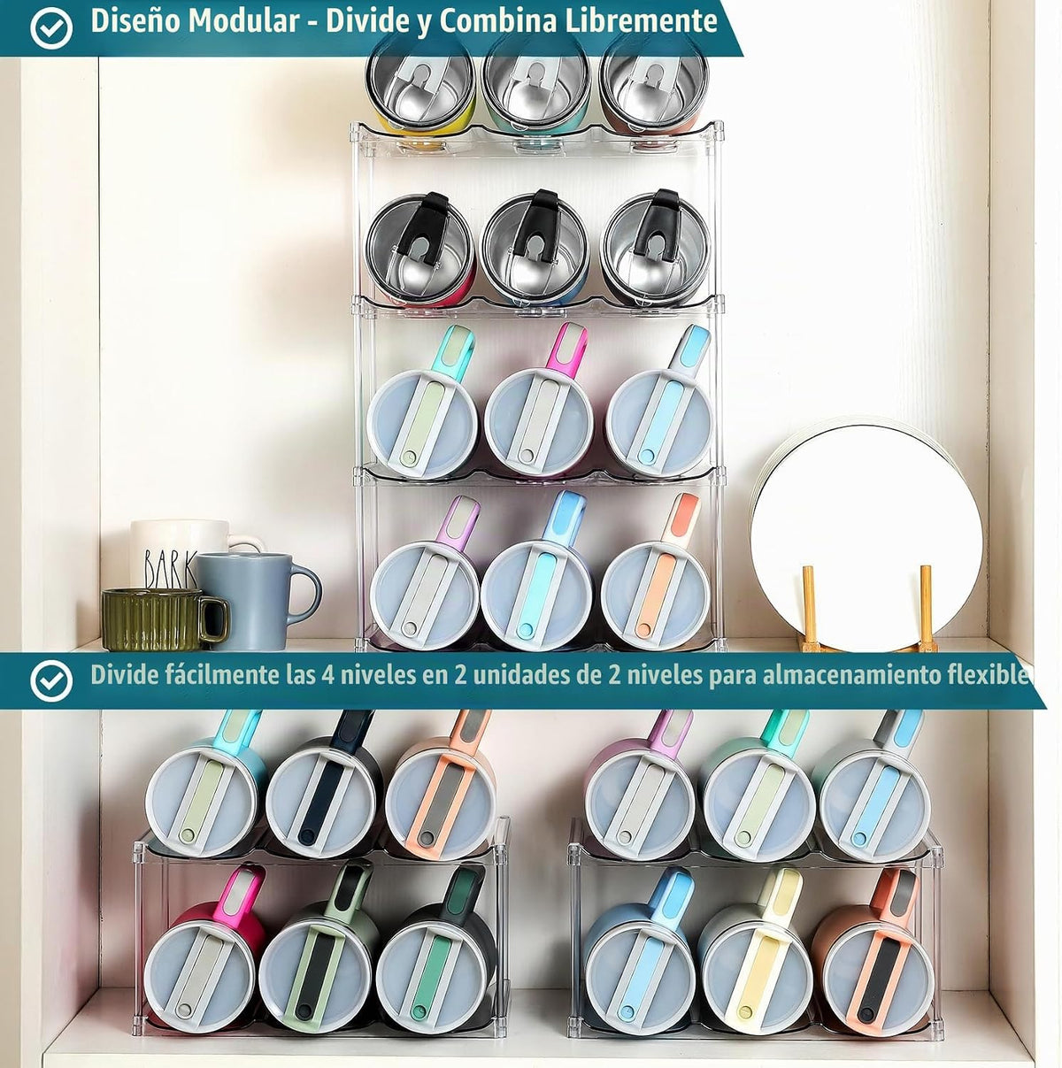 Organizador de botellas de agua prémium para Stanley de 40 onzas y...