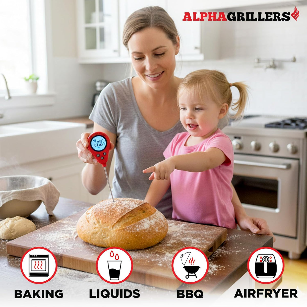 Alpha Grillers Termómetro de carne de lectura instantánea Sonda dig...