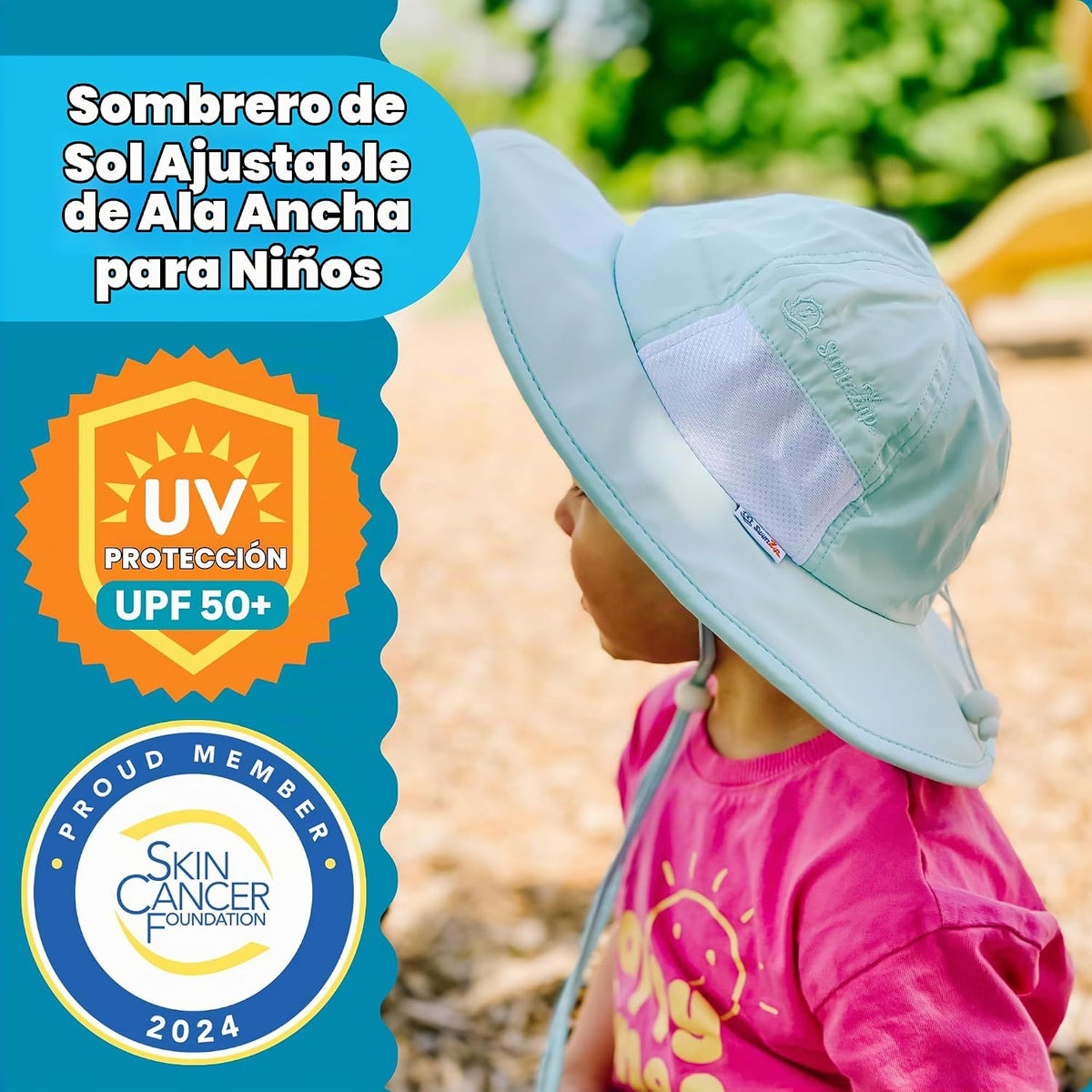 SwimZip, sombrero unisex para niños, ala ancha, protección solar FP...