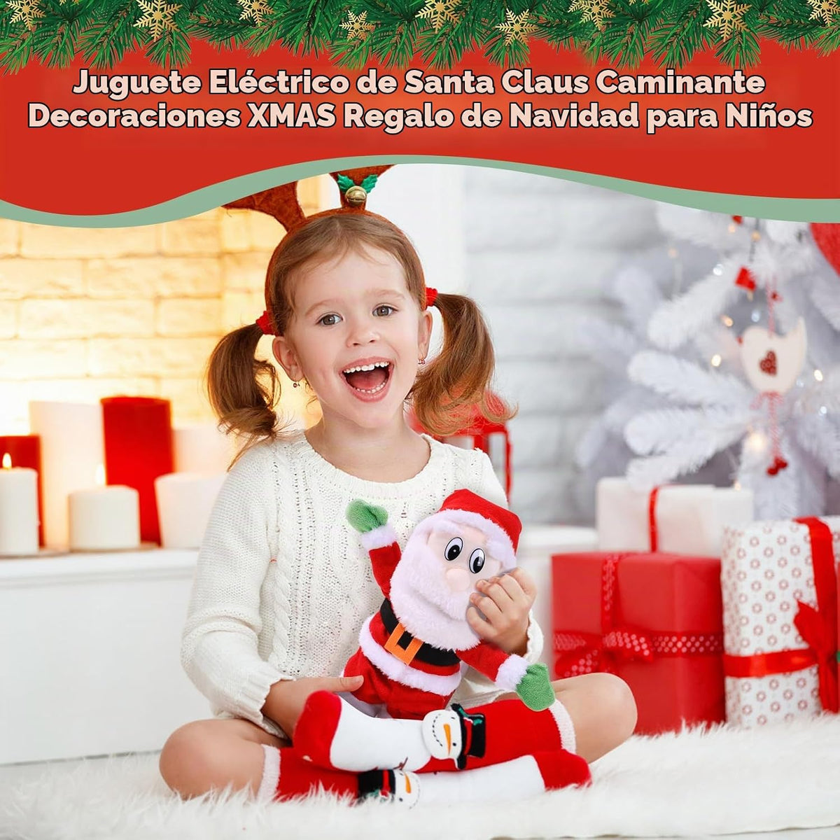 Gfilay Juguete de peluche animado de Papá Noel que camina | Decorac...
