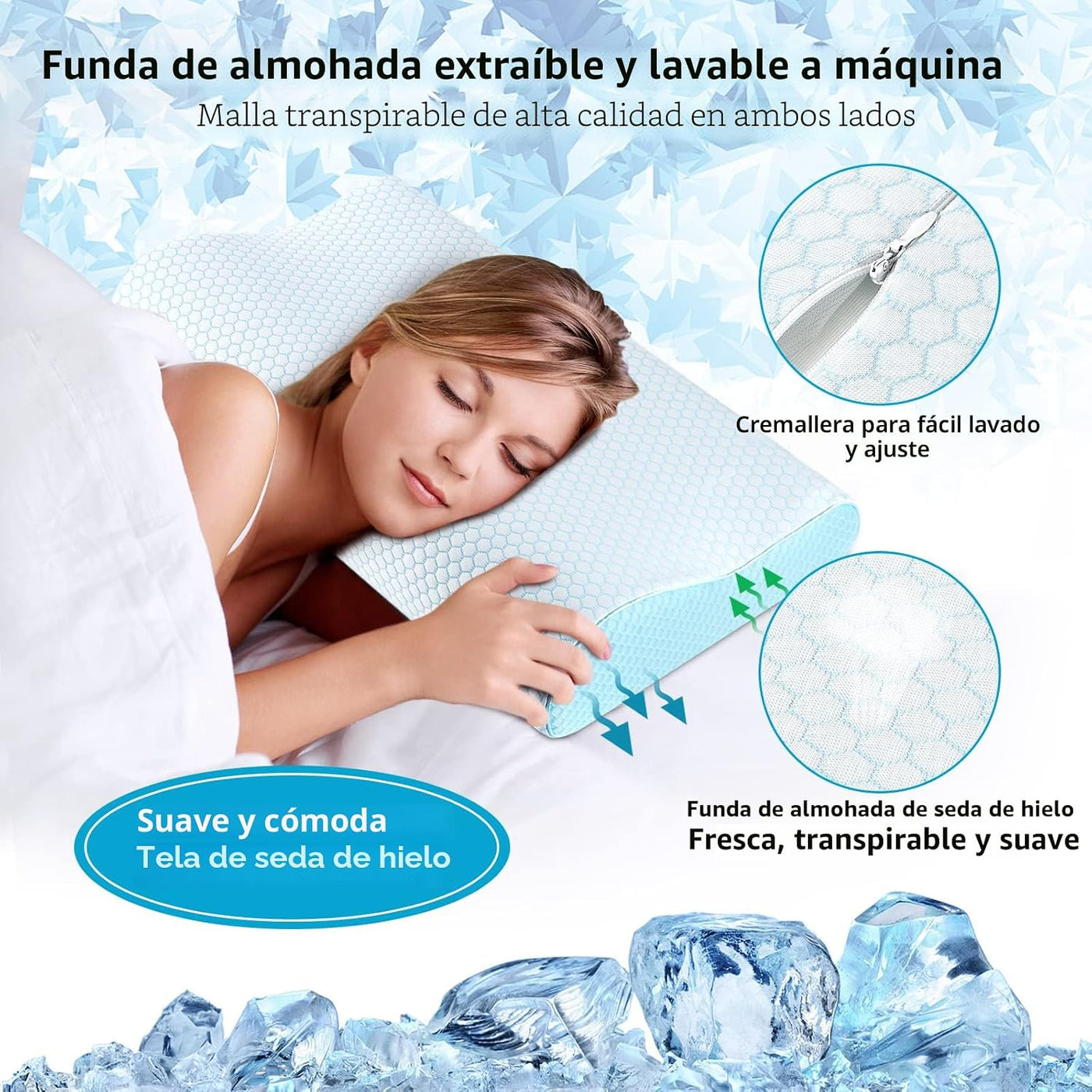 Almohadas de espuma viscoelástica, almohada para el cuello, cama ta...