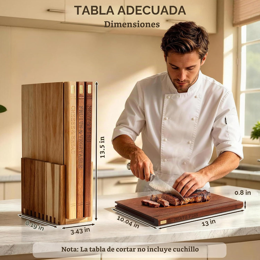 Juego de tablas de cortar magnéticas con soporte para cocina que ah...