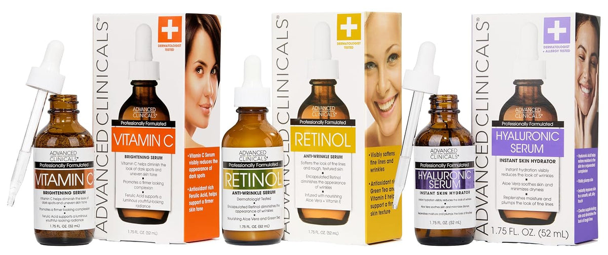 Advanced Clinicals - Suero de retinol para el rostro + hidratante d...