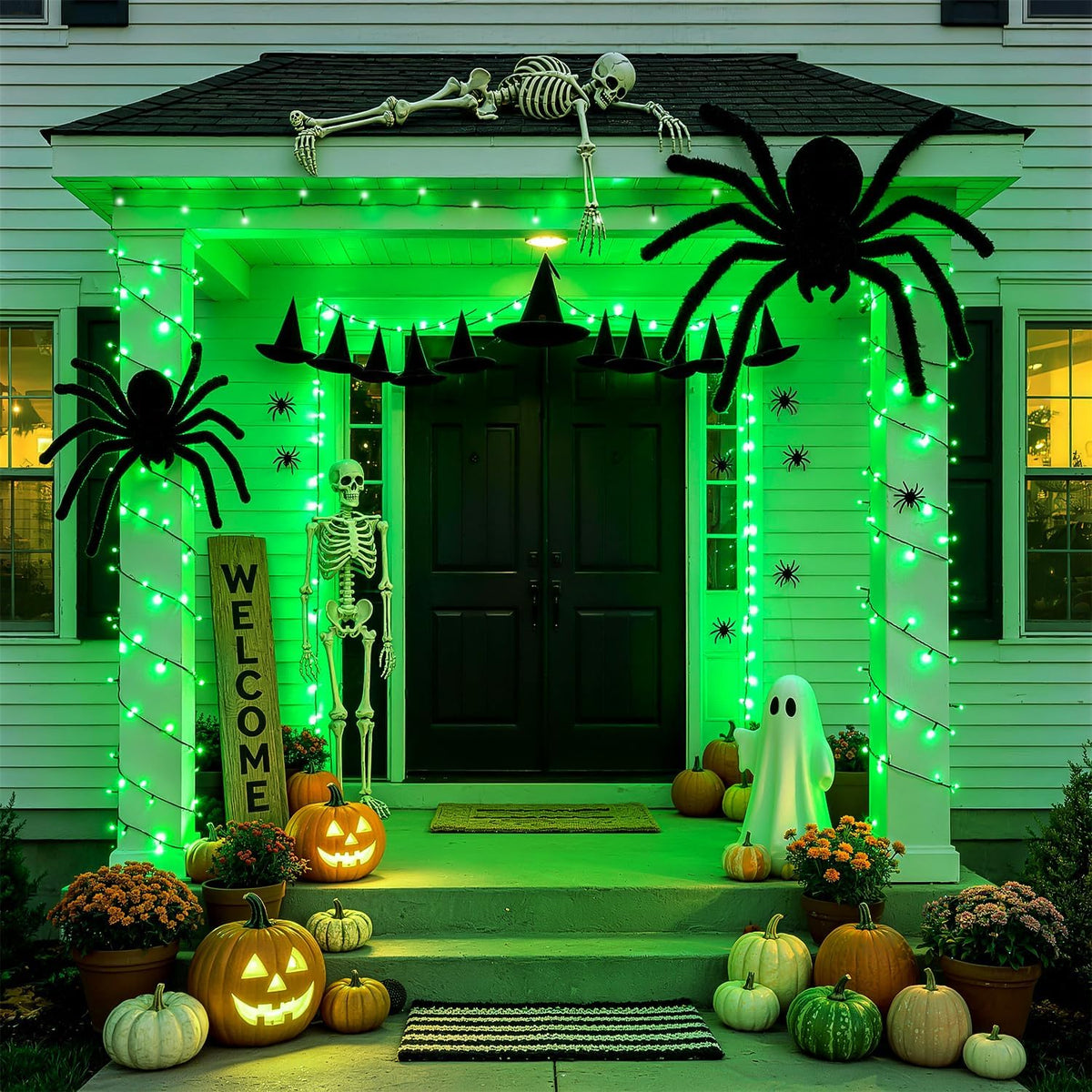 JMEXSUSS 250 luces LED de Navidad verdes, luces de Halloween de 91....