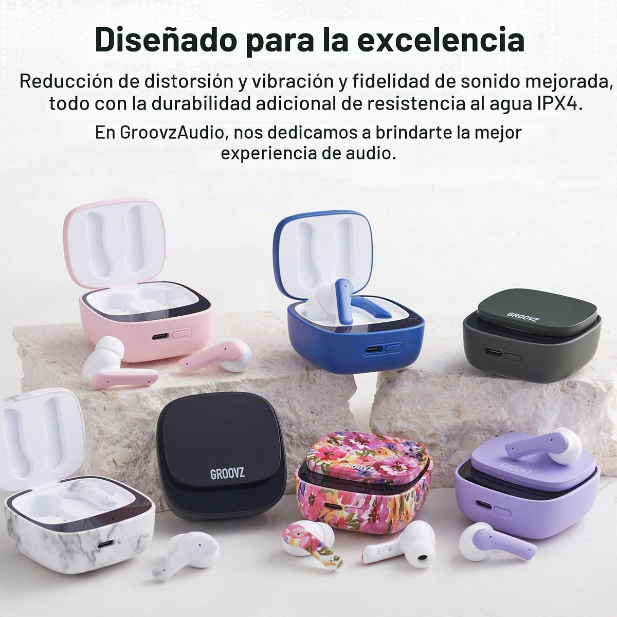 Auriculares verdaderamente inalámbricos Groovz con estuche de carga...