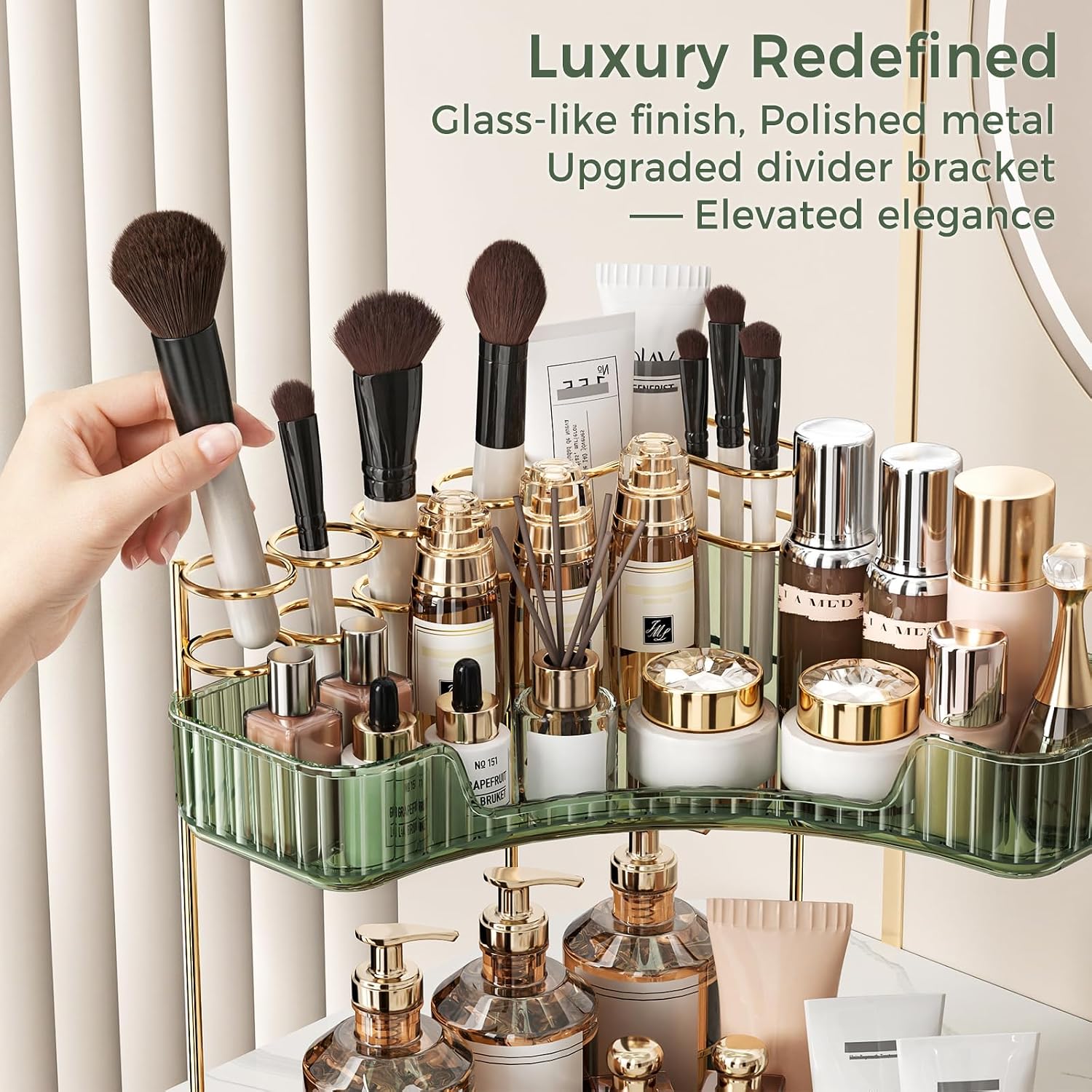 BEFSOP Organizador esquinero de baño, organizador de maquillaje mej...