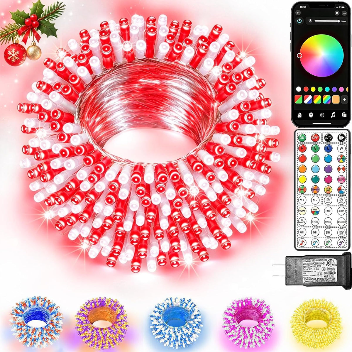 Aplicación inteligente de luces navideñas que cambian de color y co...