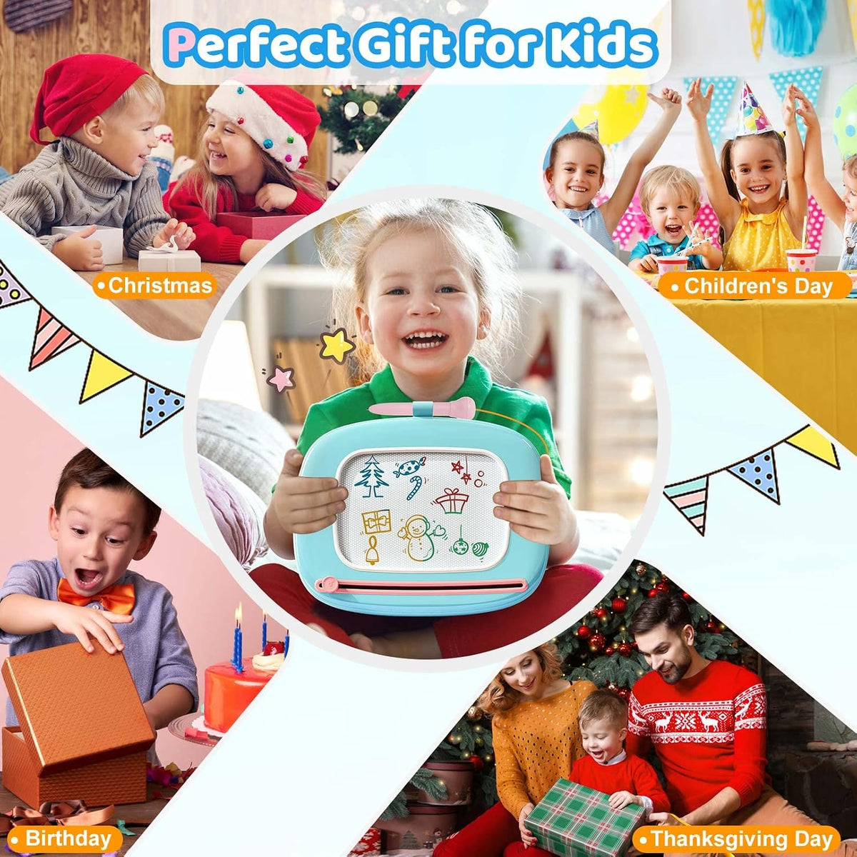 Kikidex Juguetes para niños de 1 a 3 años, tablero magnético de dib...
